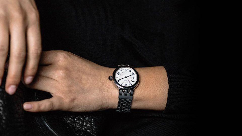 Tudor clair de rose watch on wrist landscape rw